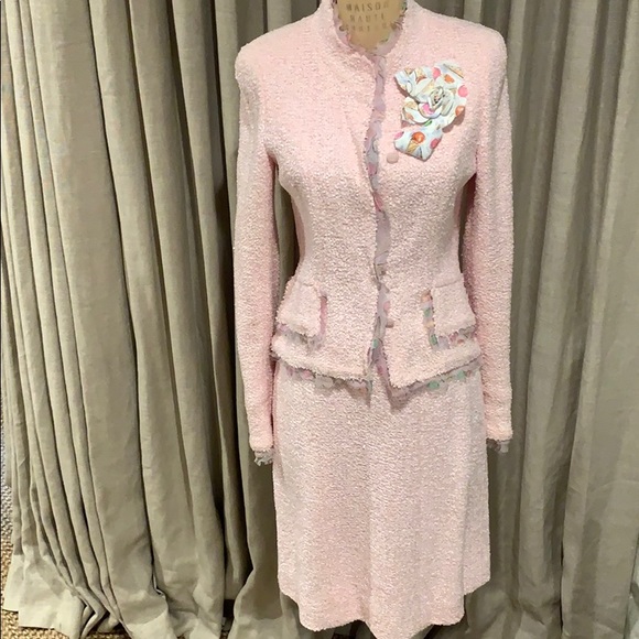 CHANEL Dresses & Skirts - Authentic Chanel suit. Pink. With Chiffon detail